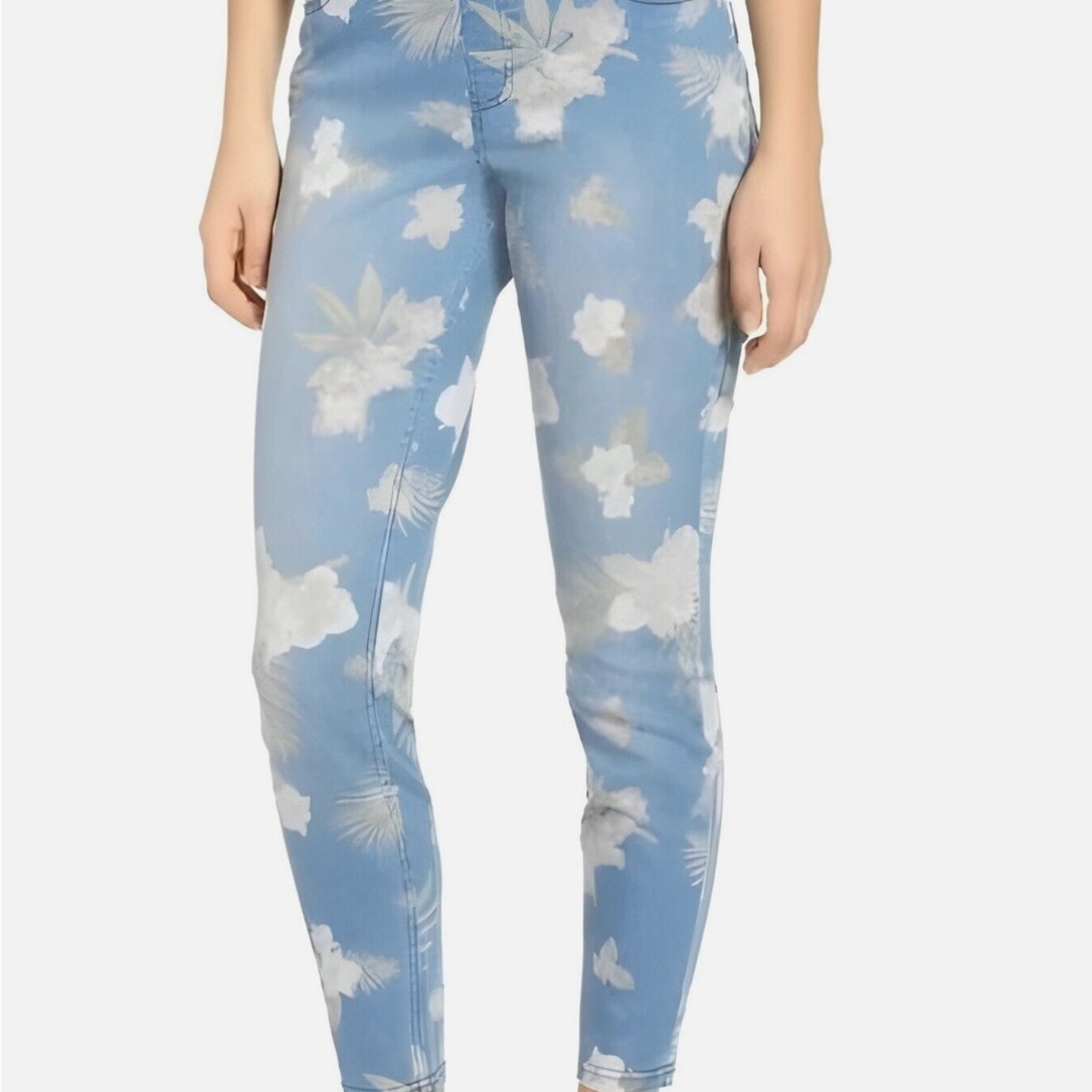 HUE Tropical Orchid Ultra Soft Denim HighWaist Skimmer Leggings XS